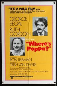 3e936 WHERE'S POPPA one-sheet poster R79 close-up portraits of George Segal & Ruth Gordon
