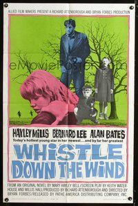 3e938 WHISTLE DOWN THE WIND style B one-sheet '62 Bryan Forbes Bernard Lee, close-up Hayley Mills!