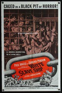 3e939 WHITE SLAVE SHIP one-sheet movie poster '62 L'Ammutinamento, great image of sexy caged women!