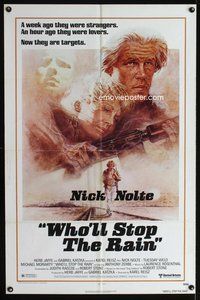 3e940 WHO'LL STOP THE RAIN one-sheet poster '78 artwork of Nick Nolte & Tuesday Weld by Tom Jung!