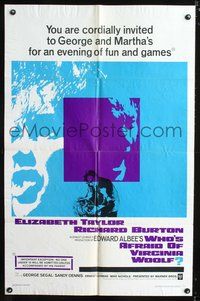 3e941 WHO'S AFRAID OF VIRGINIA WOOLF one-sheet '66 Elizabeth Taylor, Richard Burton, Mike Nichols