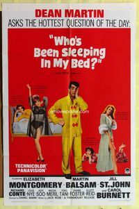 3e942 WHO'S BEEN SLEEPING IN MY BED 1sheet '63 Dean Martin puts it on the line with four sexy babes!