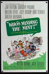 3e943 WHO'S MINDING THE MINT one-sheet movie poster '67 great wacky Jack Rickard bank robbery art!