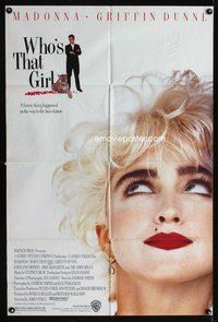3e945 WHO'S THAT GIRL one-sheet poster '87 great portrait of young rebellious Madonna, Griffin Dunne