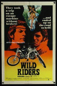 3e954 WILD RIDERS one-sheet movie poster '71 Alex Rocco & another biker end up on the road to Hell!