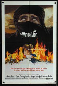 3e960 WIND & THE LION one-sheet movie poster '75 art of Sean Connery & Candice Bergen, John Milius