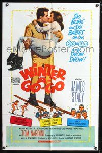3e966 WINTER A GO-GO one-sheet movie poster '65 ski buffs & ski babes on the Go-Go in the snow-snow!