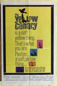 3e985 YELLOW CANARY one-sheet movie poster '63 Barbara Eden, Pat Boone is a soft yellow thing!