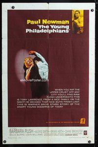 3e990 YOUNG PHILADELPHIANS one-sheet '59 rich lawyer Paul Newman defends friend from murder charges!