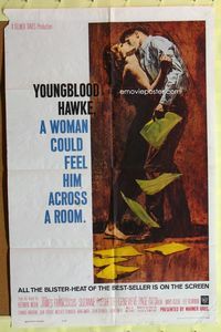 3e992 YOUNGBLOOD HAWKE one-sheet '64 full-length art of James Franciscus & sexy Suzanne Pleshette!