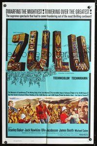 3e999 ZULU one-sheet movie poster '64 Stanley Baker & Michael Caine classic, dwarfing the mightiest!