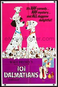 3f711 ONE HUNDRED & ONE DALMATIANS one-sheet movie poster R69 most classic Walt Disney canine movie!
