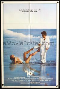 3f001 '10' int'l one-sheet movie poster '79 Dudley Moore with sexy Bo Derek on the beach!