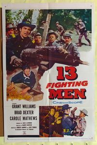 3f007 13 FIGHTING MEN one-sheet poster '60 Civil War soldier Grant Williams with HUGE gatling gun!