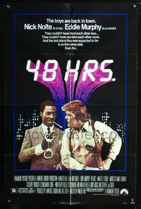 3f011 48 HRS. one-sheet movie poster '82 Nick Nolte, Eddie Murphy police detective crime comedy!