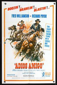 3f019 ADIOS AMIGO one-sheet movie poster '75 Fred Williamson & Richard Pryor are two sharp dudes!