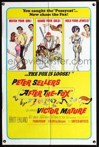 3f021 AFTER THE FOX one-sheet movie poster '66 Caccia alla Volpe, Peter Sellers, Frank Frazetta art!