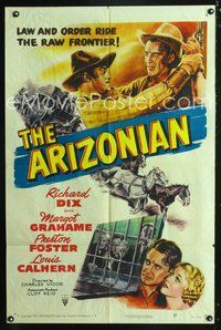 3f044 ARIZONIAN one-sheet poster R51 Charles Vidor, Richard Dix, law and order on the raw frontier!
