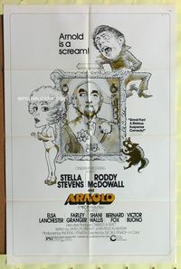 3f045 ARNOLD style B one-sheet movie poster '73 wacky art of Stella Stevens & Roddy McDowall!