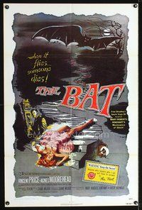 3f068 BAT one-sheet movie poster R80s great horror art of Vincent Price & sexy fallen girl!