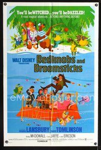 3f076 BEDKNOBS & BROOMSTICKS one-sheet poster '71 Walt Disney, Angela Lansbury, great cartoon art!