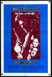 3f077 BEGUILED one-sheet movie poster '71 cool art of Clint Eastwood, Geraldine Page, Don Siegel