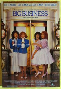 3f083 BIG BUSINESS one-sheet poster '88 great image of identical twins Bette Midler & Lily Tomlin!