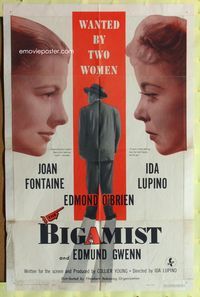 3f085 BIGAMIST one-sheet movie poster '53 Edmond O'Brien is wanted by Joan Fontaine & Ida Lupino!