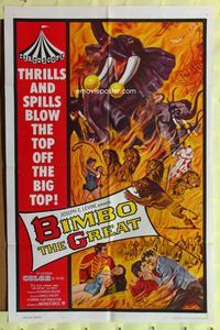3f087 BIMBO THE GREAT 1sheet '61 Rivalen der Manege, German circus, action-packed big top artwork!