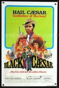 3f090 BLACK CAESAR 1sheet '73 AIP Williamson blaxploitation, Godfather of Harlem art by G. Akimoto!