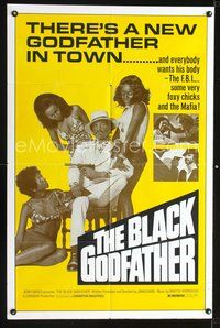 3f092 BLACK GODFATHER one-sheet movie poster '74 the FBI, foxy chicks and the Mafia want his body!