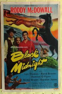3f095 BLACK MIDNIGHT one-sheet movie poster '49 Budd Boetticher, Roddy McDowall