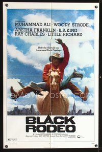 3f096 BLACK RODEO one-sheet movie poster '72 Muhammad Ali, Woody Strode, cool black cowboy image!