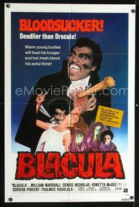 3f106 BLACULA one-sheet '72 black vampire William Marshall is deadlier than Dracula, great image!