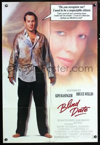 3f109 BLIND DATE one-sheet movie poster '87 sexy Kim Basinger, down-on-his-luck Bruce Willis!