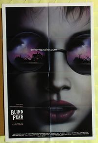 3f110 BLIND FEAR one-sheet poster '89 sexy Shelley Hack w/horror image reflected in sunglasses!