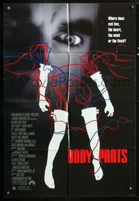 3f116 BODY PARTS DS one-sheet poster '91 where does evil live, the heart, the mind, or the flesh?