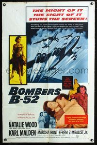 3f118 BOMBERS B-52 one-sheet movie poster '57 sexy Natalie Wood & Karl Malden, cool art of B-52's!