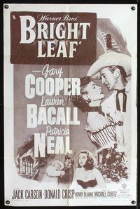 3f134 BRIGHT LEAF one-sheet poster R57 great romantic image of Gary Cooper & sexy Lauren Bacall!