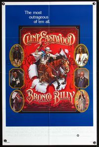3f140 BRONCO BILLY int'l one-sheet movie poster '80 Clint Eastwood, art by Gerard Huerta!