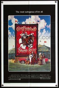 3f139 BRONCO BILLY one-sheet movie poster '80 Clint Eastwood, art by Gerard Huerta & Roger Huyssen!