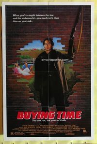 3f152 BUYING TIME one-sheet movie poster '89 art of man w/gun by T. Robinson!
