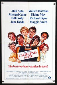 3f156 CALIFORNIA SUITE 1sheet '78 Alan Alda, Michael Caine, Fonda, all-star cast Drew Struzan art!