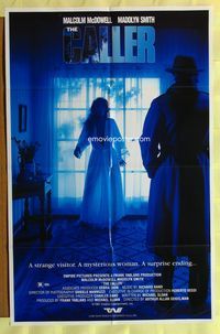 3f159 CALLER one-sheet movie poster '87 Malcolm McDowell, cool image of woman in robe!