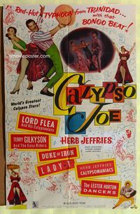 3f160 CALYPSO JOE one-sheet movie poster '57 Herb Jeffries, Angie Dickinson, cool art!