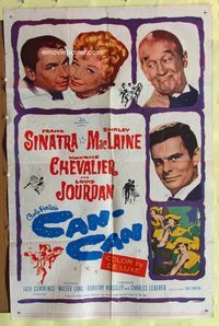 3f163 CAN-CAN one-sheet poster '60 Frank Sinatra, Shirley MacLaine, Maurice Chevalier, Louis Jourdan