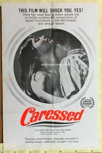 3f172 CARESSED one-sheet movie poster '64 Robert Howay, Angela Gann, sexploitation!