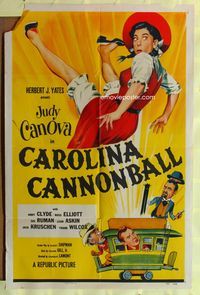 3f174 CAROLINA CANNONBALL one-sheet movie poster '55 wacky art of Judy Canova, sci-fi comedy!