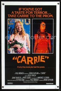 3f176 CARRIE one-sheet '76 Stephen King, Sissy Spacek before and after her bloodbath at the prom!