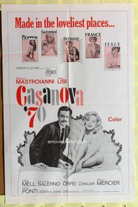 3f179 CASANOVA '70 one-sheet movie poster '65 Marcello Mastroianni, super sexy Virna Lisi!